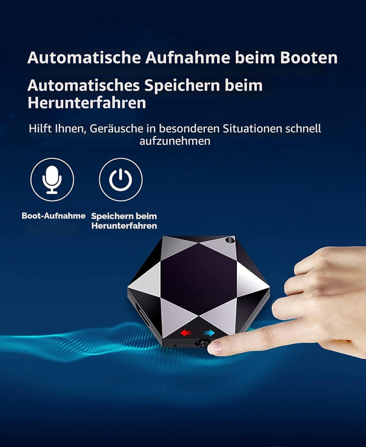 Mini-Diktiergerät in Anhängerform, professionell, digital, aktiviert, 60 Stunden Standby-Zeit, USB-S