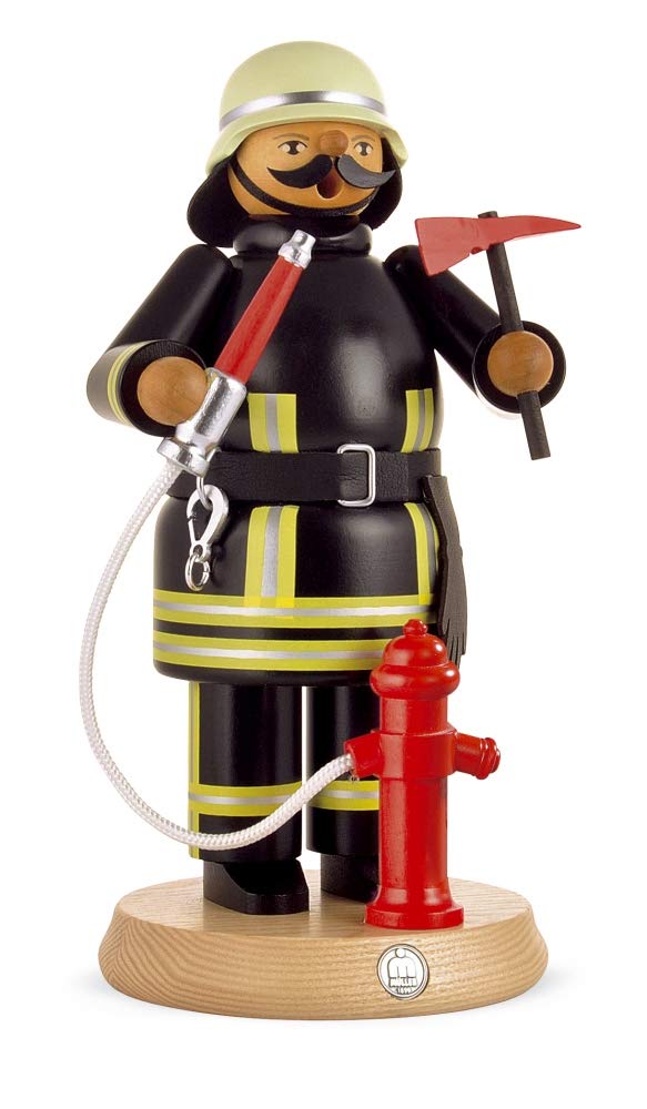 Räuchermann Feuerwehrmann modern von DREGENO SEIFFEN 22cm – Original erzgebirgische Handarbeit, stim