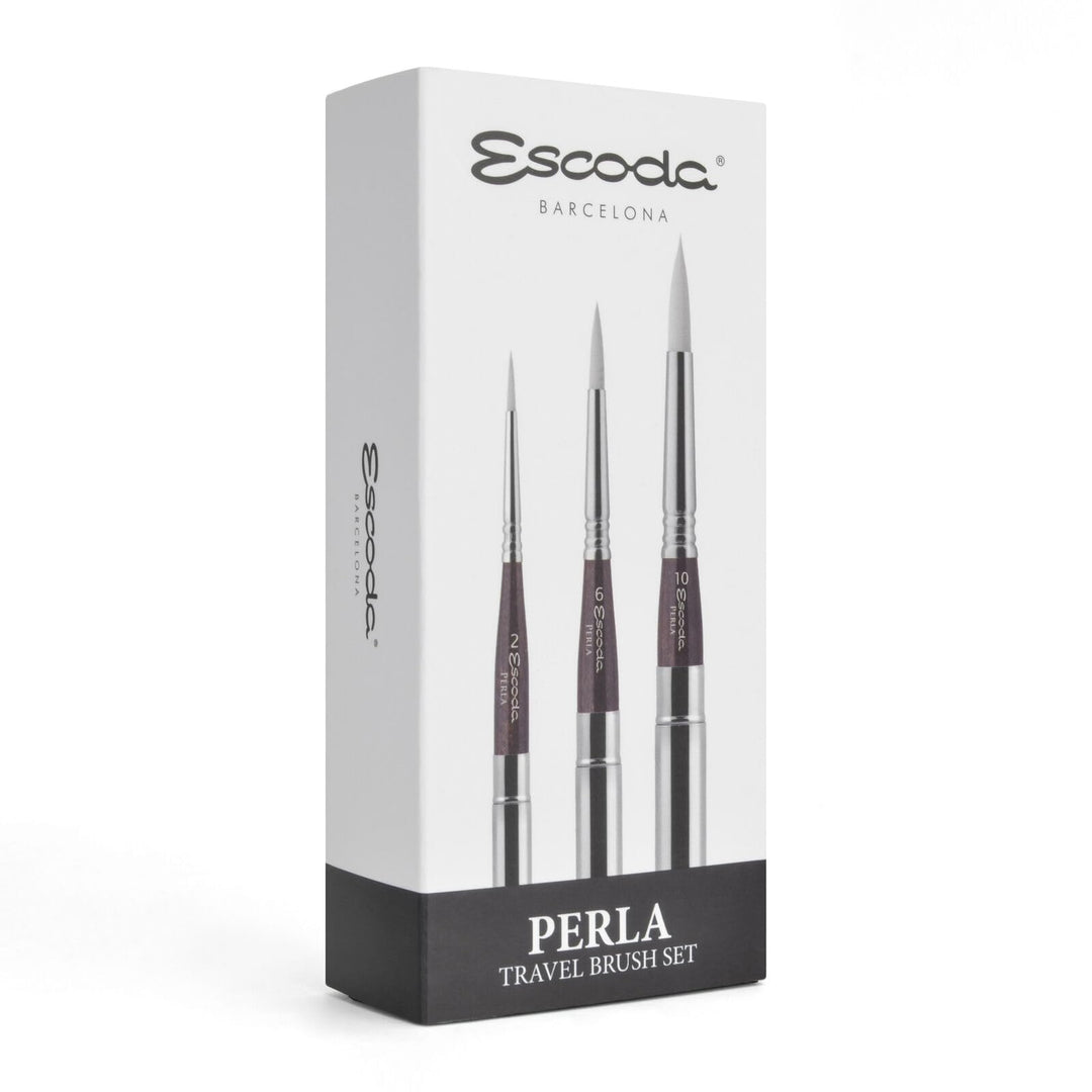 ESCODA Set bestehend aus 3 Aquarellpinseln - Das professionelle Perla-Reiseset enthält DREI, in Barc