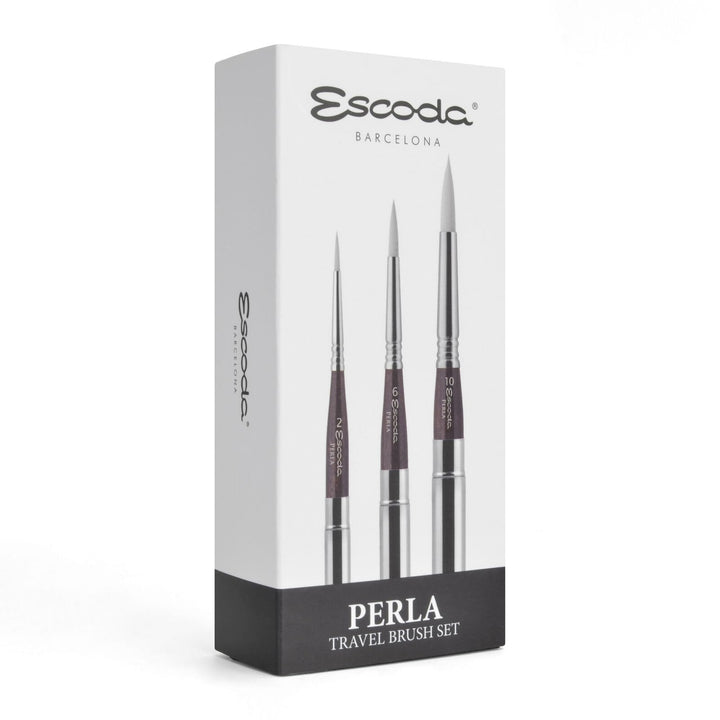 ESCODA Set bestehend aus 3 Aquarellpinseln - Das professionelle Perla-Reiseset enthält DREI, in Barc