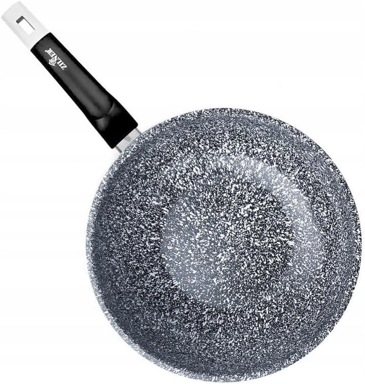 Wokpfanne 28 cm - Tiefe Pfanne mit Granit-Beschichtung - für alle Herdarten - für Asiatische Küche u