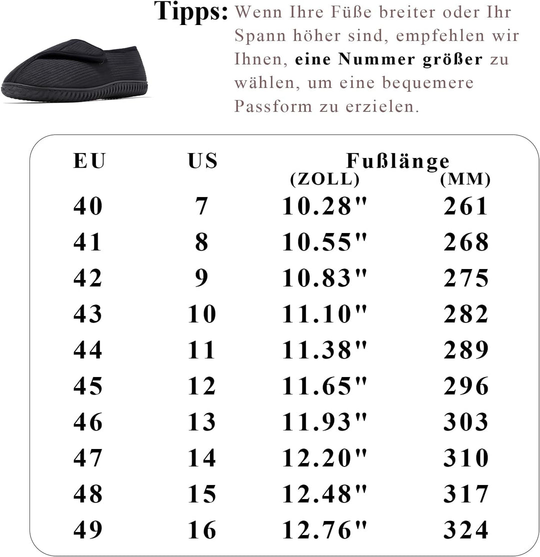 Git-up Herren Diabetiker Hausschuhe Schuhe Arthritis Ödem Verstellbare Verschluss Memory Foam Haussc