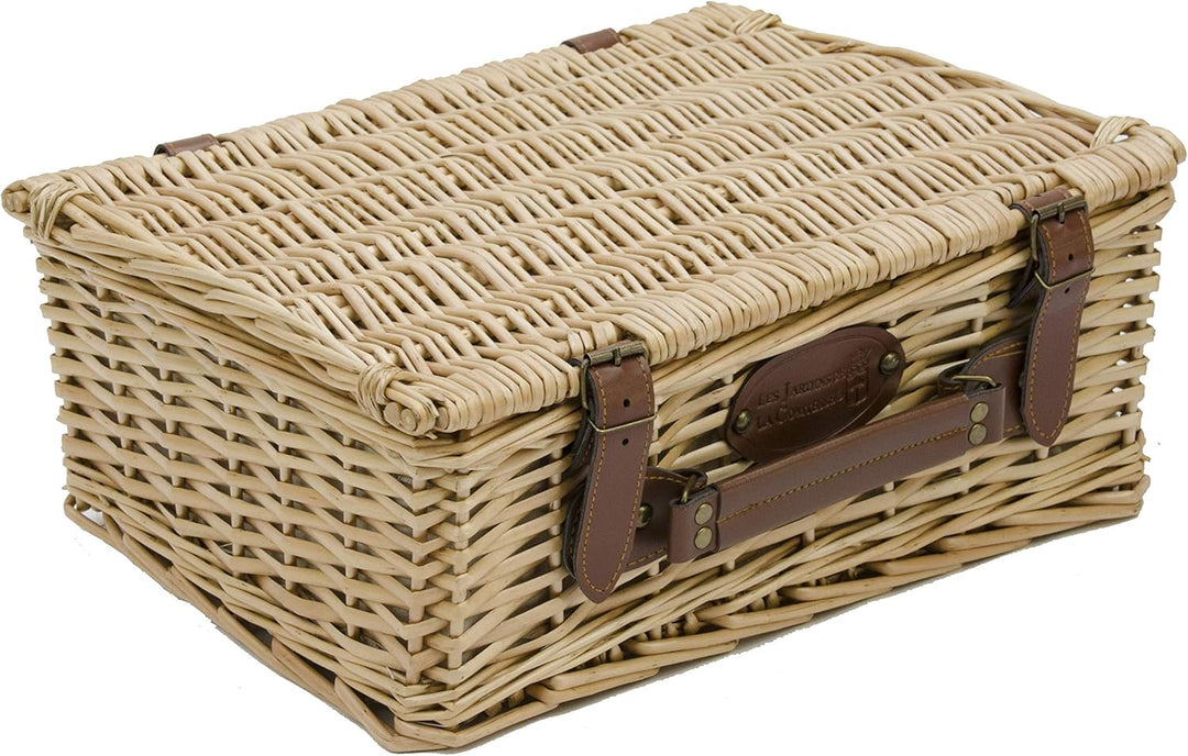 Picknick-Korb, leer, mit Stoff, beige