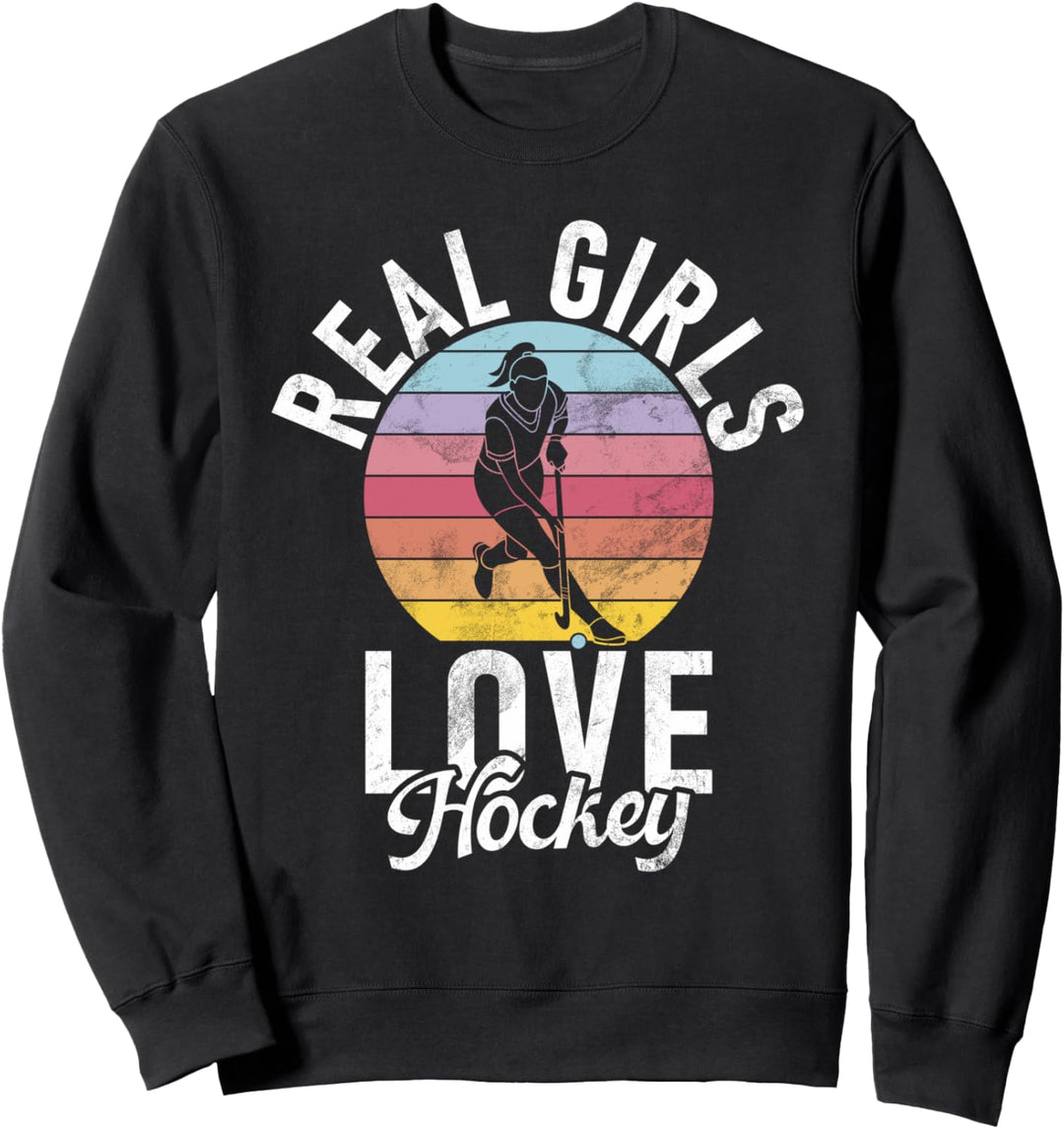 Echte Mädchen lieben Hockey-Mädchen Sweatshirt