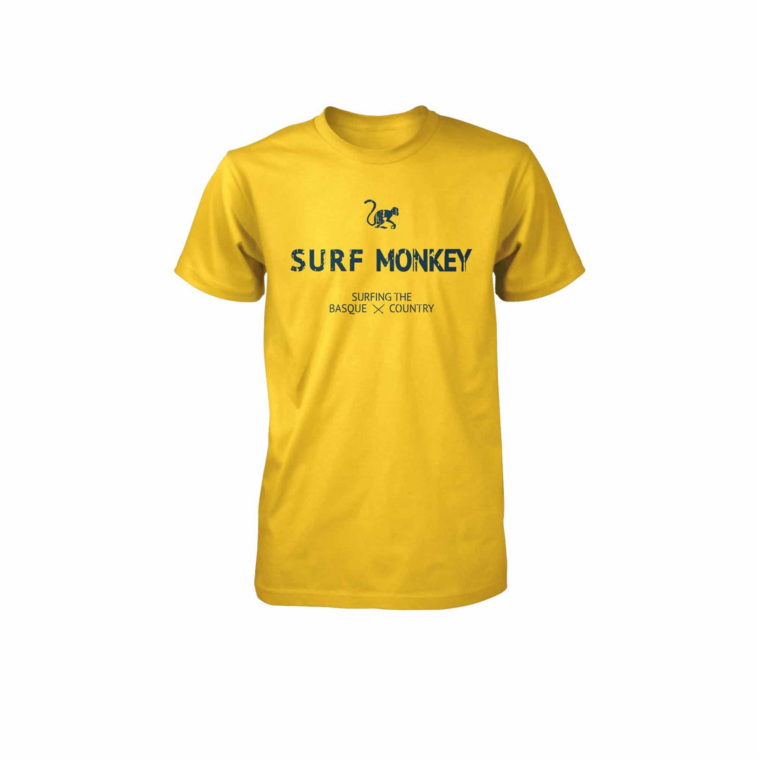 SURF Monkey Herren T-Shirt Kurzarm aus Bio-Baumwolle, Zitronengelb S