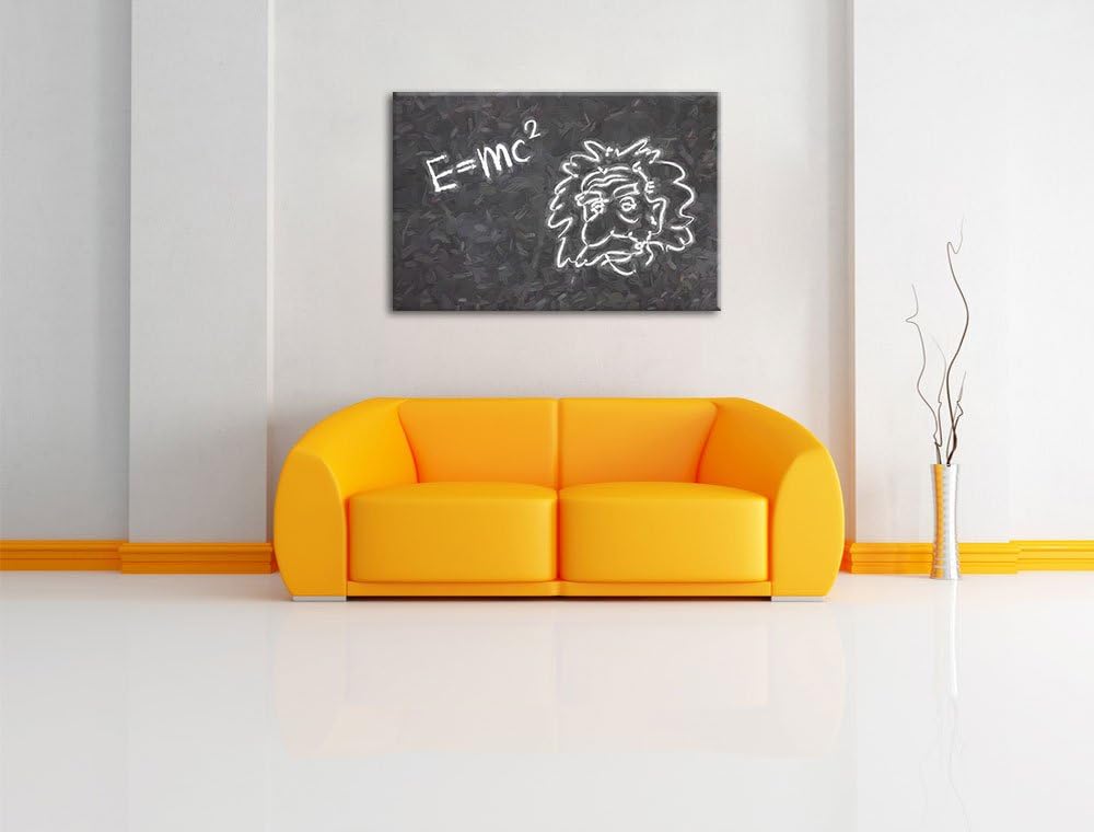 Pixxprint Albert Einstein Pinsel Effekt, Format: 100x70 auf Leinwand, 100x70