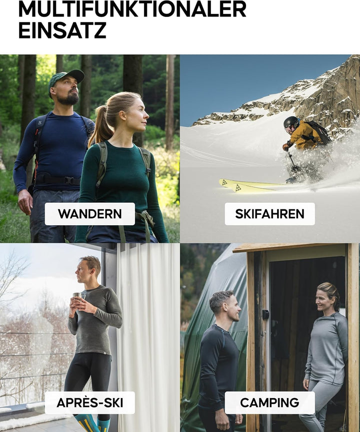 DANISH ENDURANCE Merino Funktionshose, Premium Thermo-Unterwäsche, Lange Unterhose, Temperaturreguli