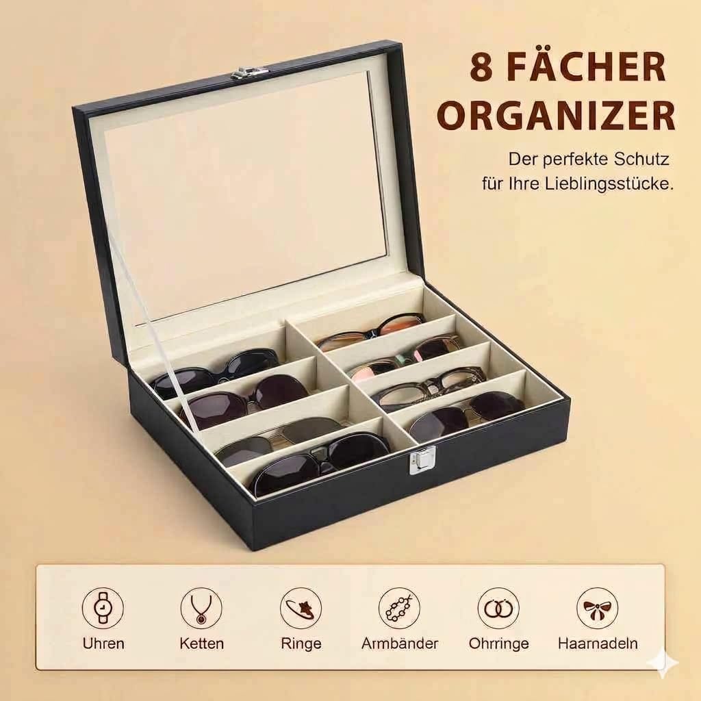 CO-Z Brillenbox Brillenaufbewahrung Brillen Aufbewahrungsbox Sonnenbrillen Case von 8 Brillen Sonnen