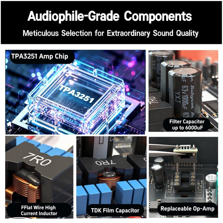 3e Audio A5 Hi-Fi-Verstärker mit TPA3251-Chip & 38V/5A-Netzteil für Stereo-Heimkinos und Desktop-Lau