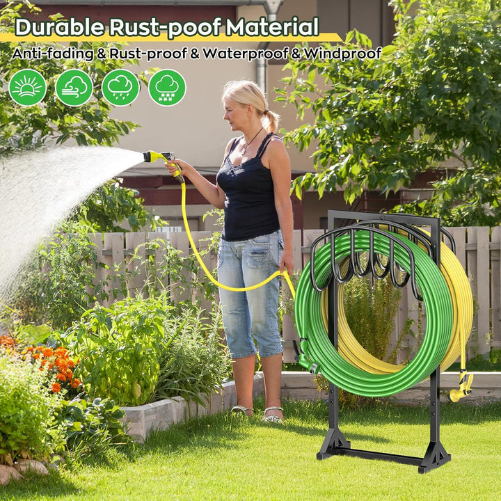 Gartenschlauchhalter für 2 x 45 m Schläuche, strapazierfähiger freistehender Metall-Schlauchhalter m