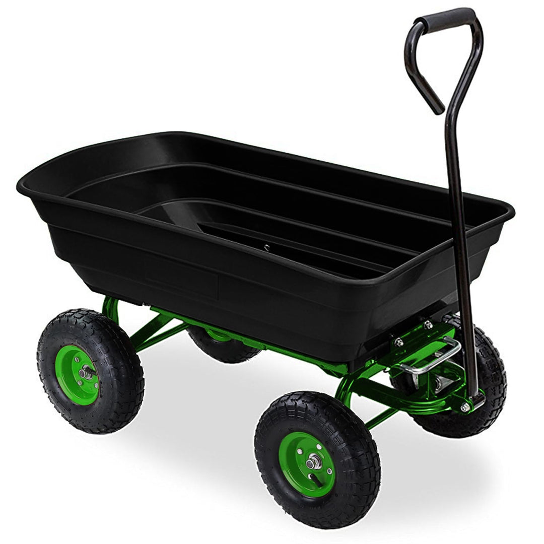 RAMROXX Transportwagen Gartenwagen Schubkarre Handwagen Kippfunktion 250 kg Schwarz Grün