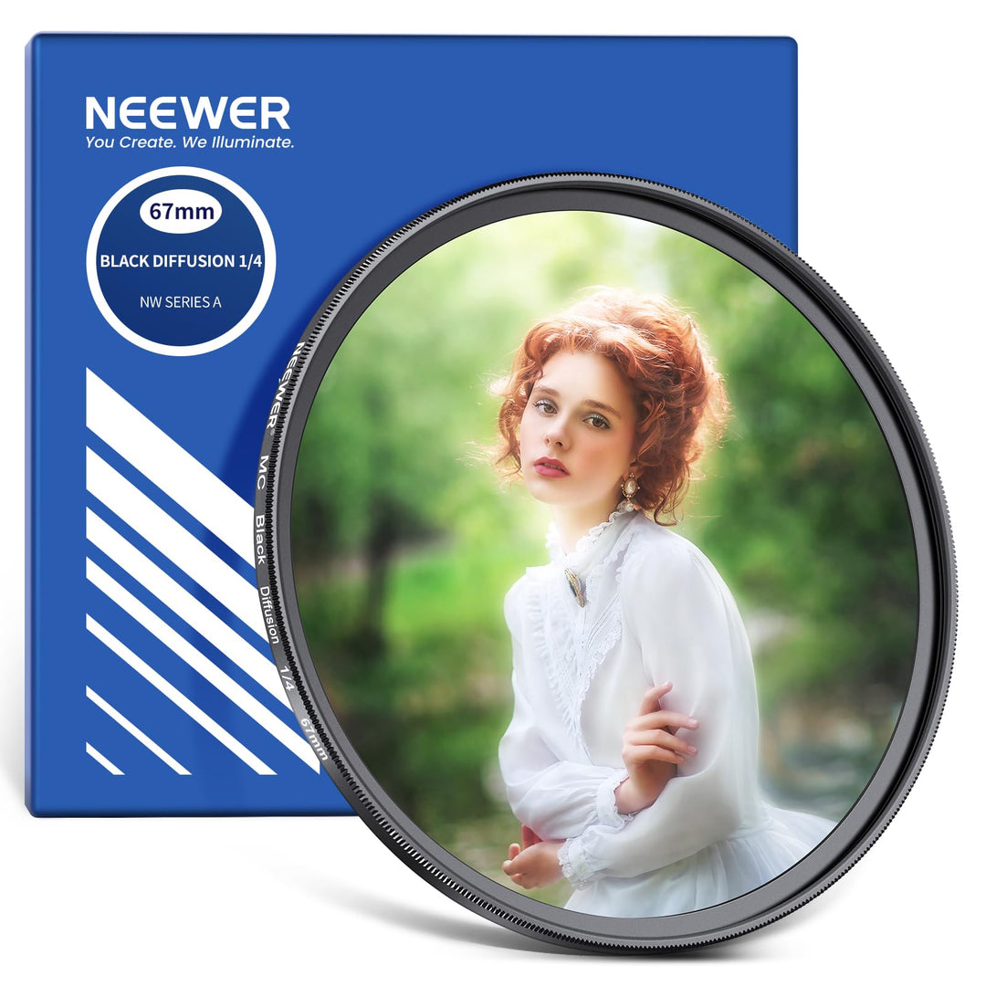 NEEWER 67mm Schwarz Diffusion 1/4 Filter Nebel Dreamy Soft Cinematic Effect Filter Ultra Slim Wasser