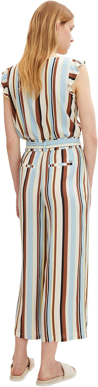 TOM TAILOR Denim Damen Culotte mit Streifen M 29574 - Multicolor Vertical Stripe, M 29574 - Multicol