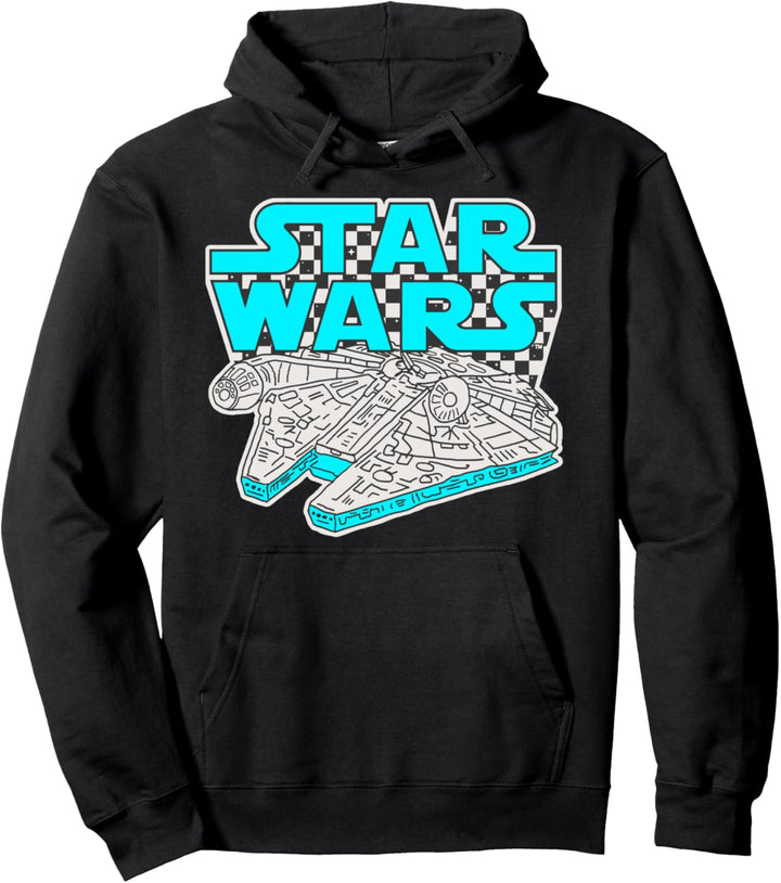 Star Wars Millennium Falcon Checkered Background Poster Pullover Hoodie