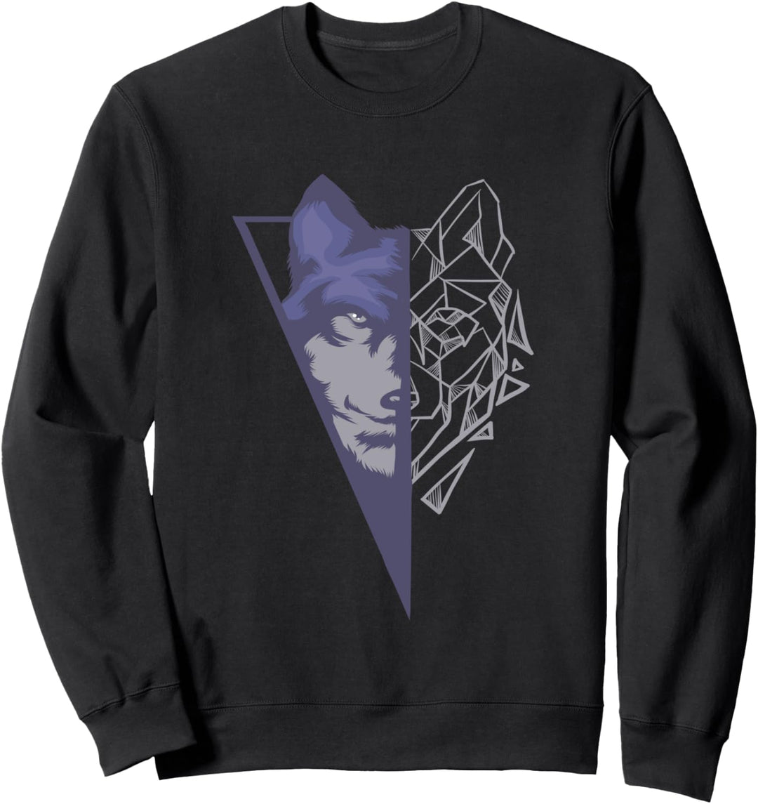 Outdoor Wolf Wandergeschenk Geometrische Wölfe Sweatshirt