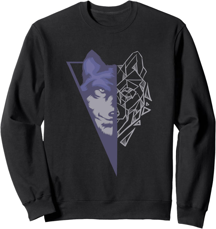 Outdoor Wolf Wandergeschenk Geometrische Wölfe Sweatshirt