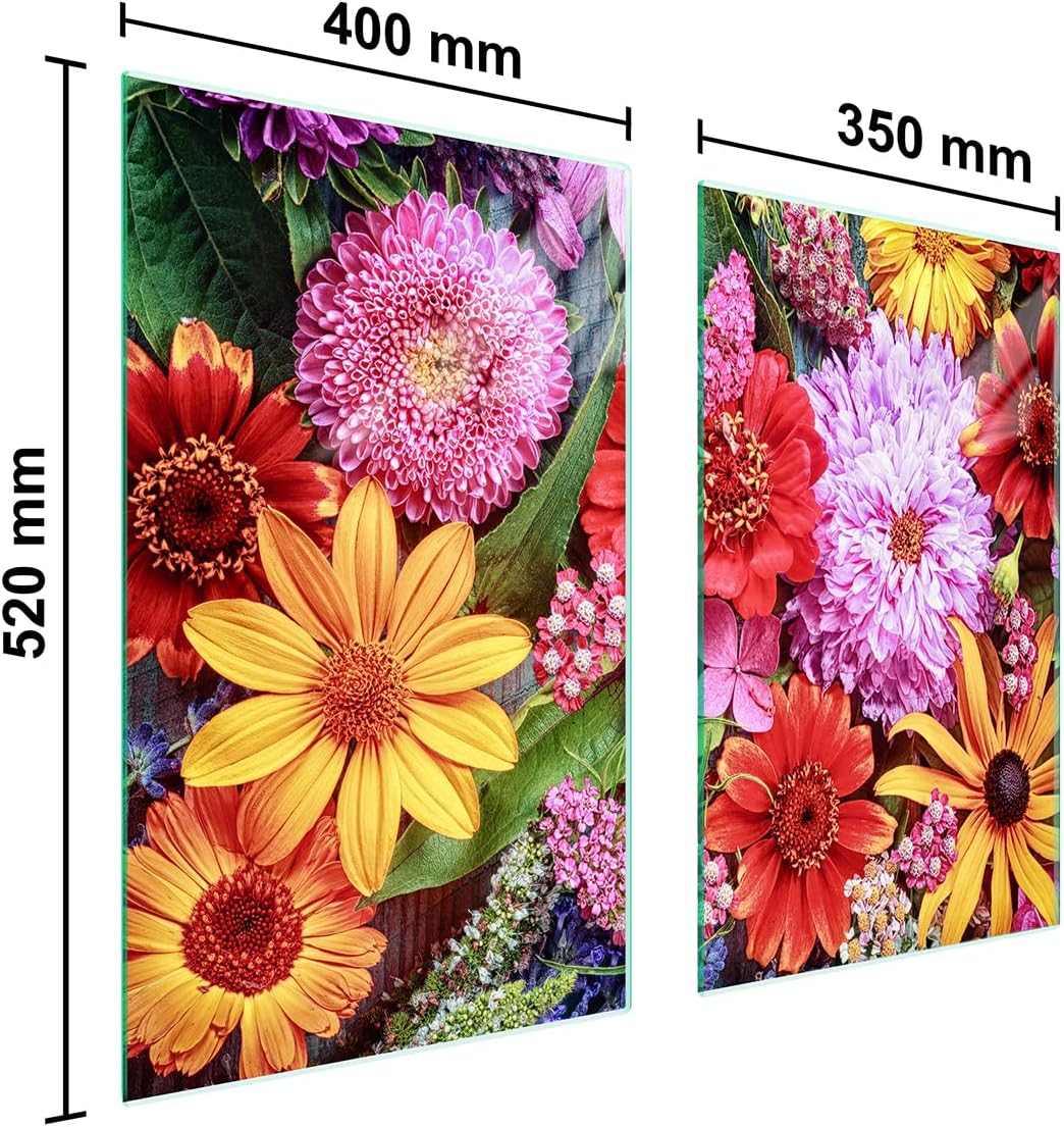 TMK ArtDeko Herdabdeckplatte 2 Teilig 40x52 + 35x52 cm - Spritzschutz Herdabdeckung – Herdschutz aus