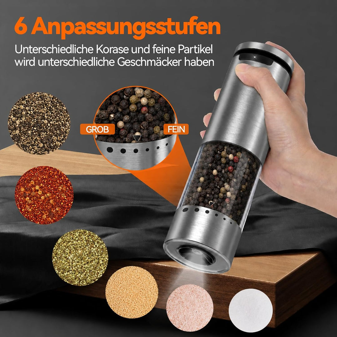 VOXON Salz und Pfeffermühlen Elektrische 2er Set mit USB Wiederaufladbarer, Grosse Kapazität Gewürzm
