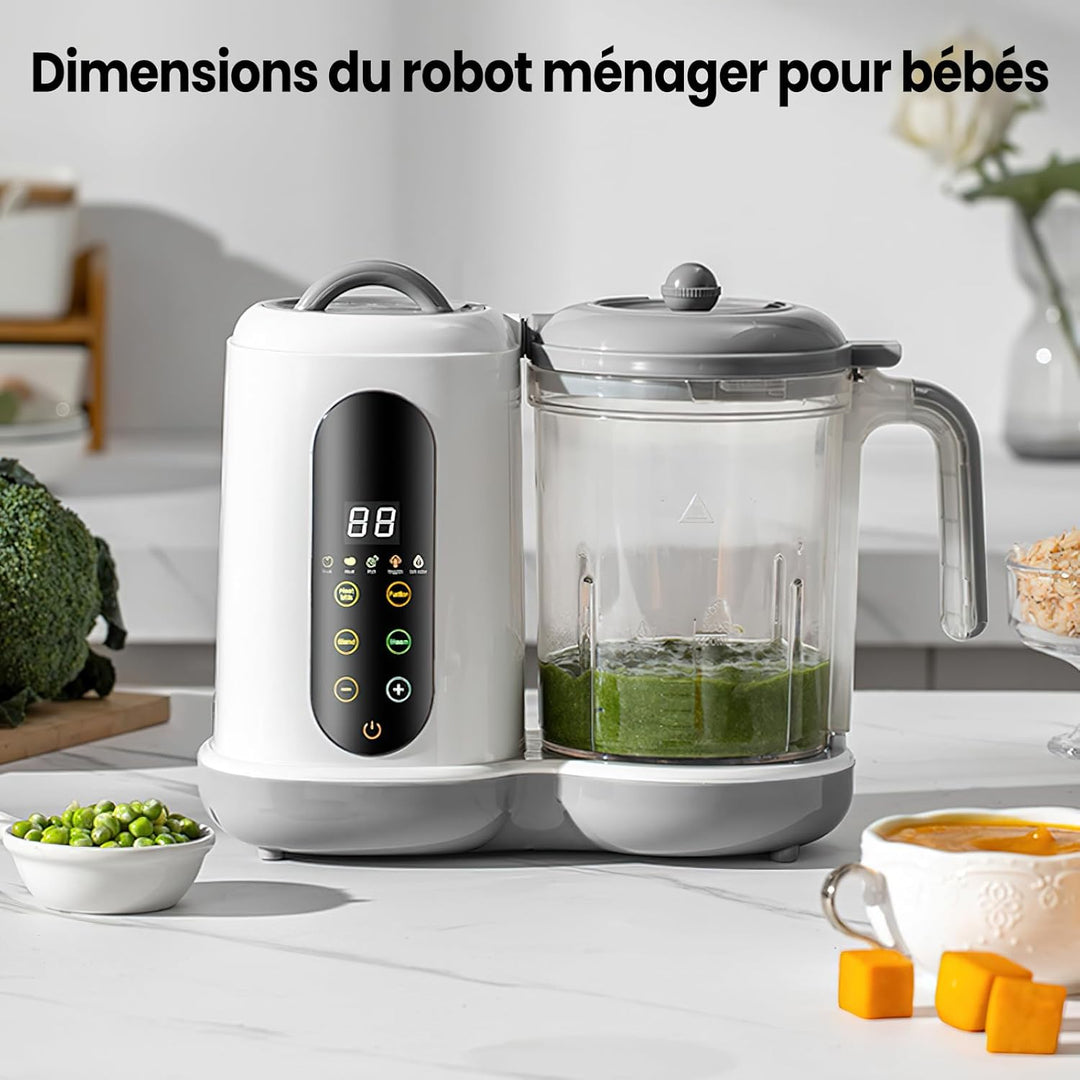 4-in-1 Babybrei Zubereiter & Dampfgarer Mixer Baby, 400ml Baby Küchenmaschine mit Touchscreen, Autom