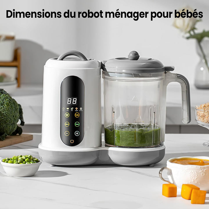 4-in-1 Babybrei Zubereiter & Dampfgarer Mixer Baby, 400ml Baby Küchenmaschine mit Touchscreen, Autom