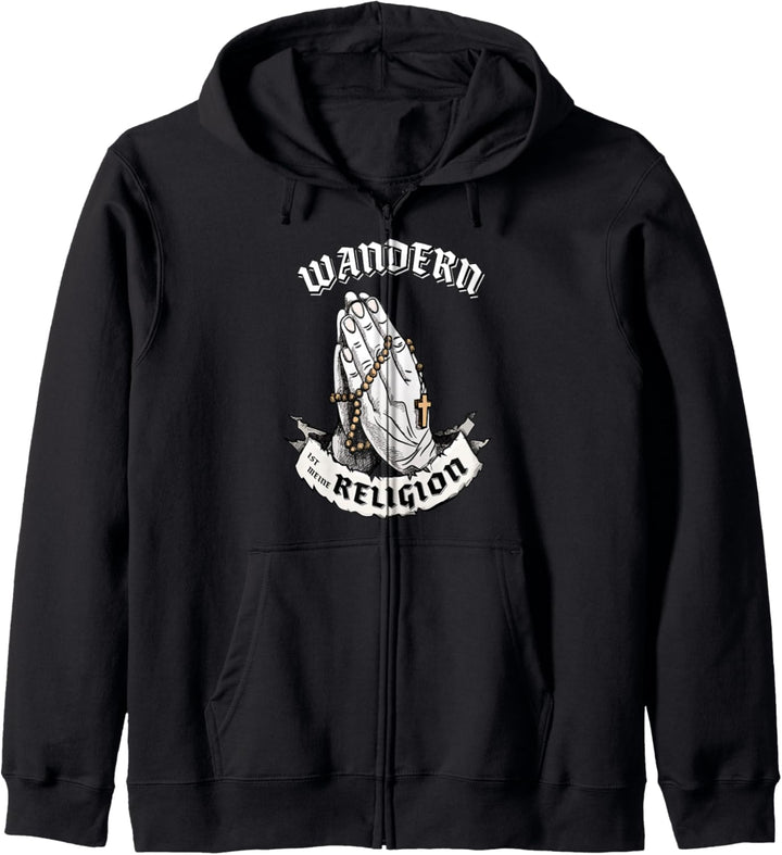 Wandern ist meine Religion I Lustiges Geschenk Kapuzenjacke