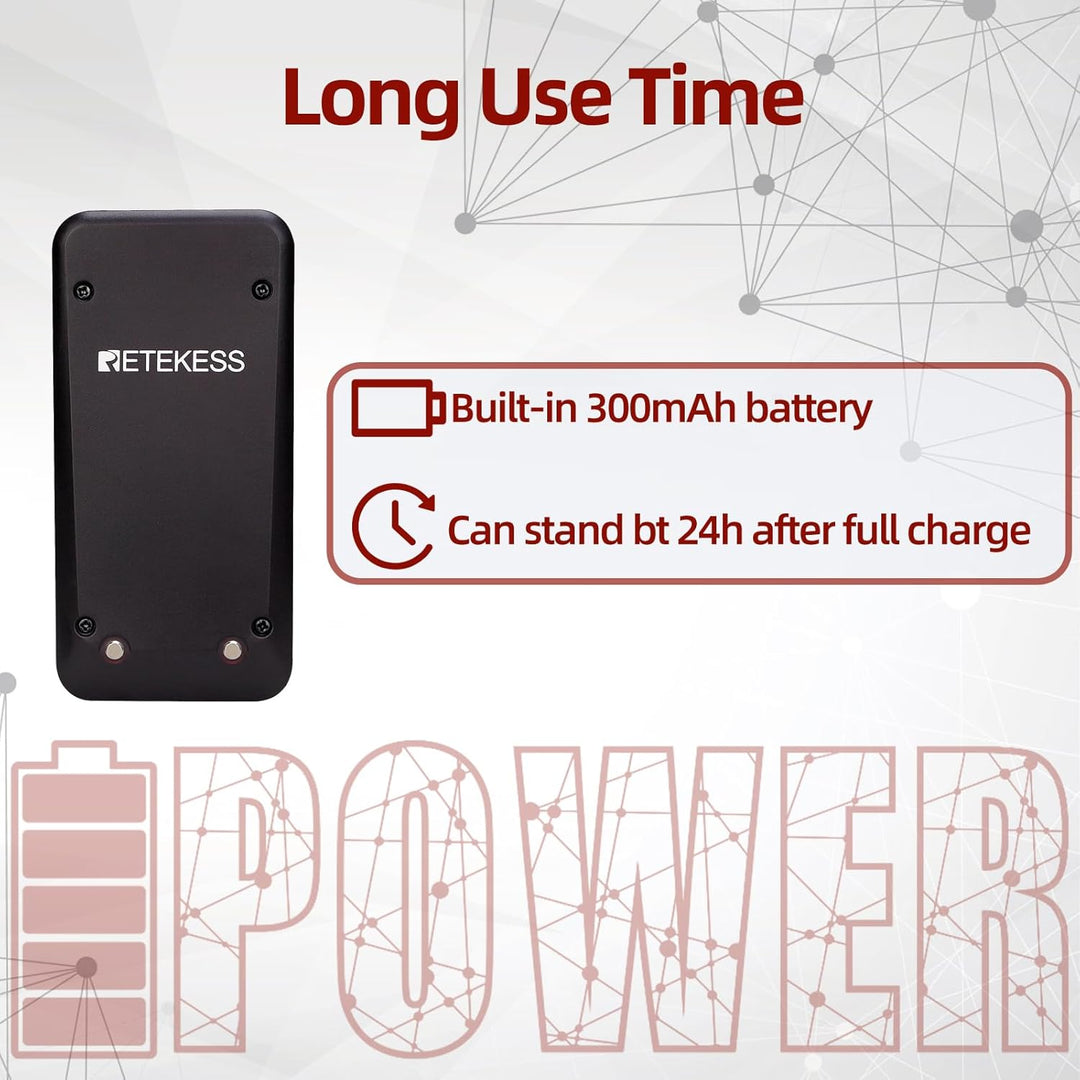 Retekess TD157 Pager Rufsystem, 32 Pager, 300mAh Batterie, 1-99s Rufdauer, Play and Play, einfach zu