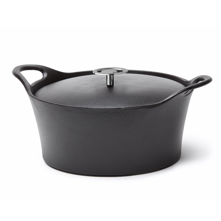 Cuisinox C61179WX29857 Volcan Bräter, rund, 24 cm, Gusseisen, emailliert, Schwarz, mit Deckel 24 cm