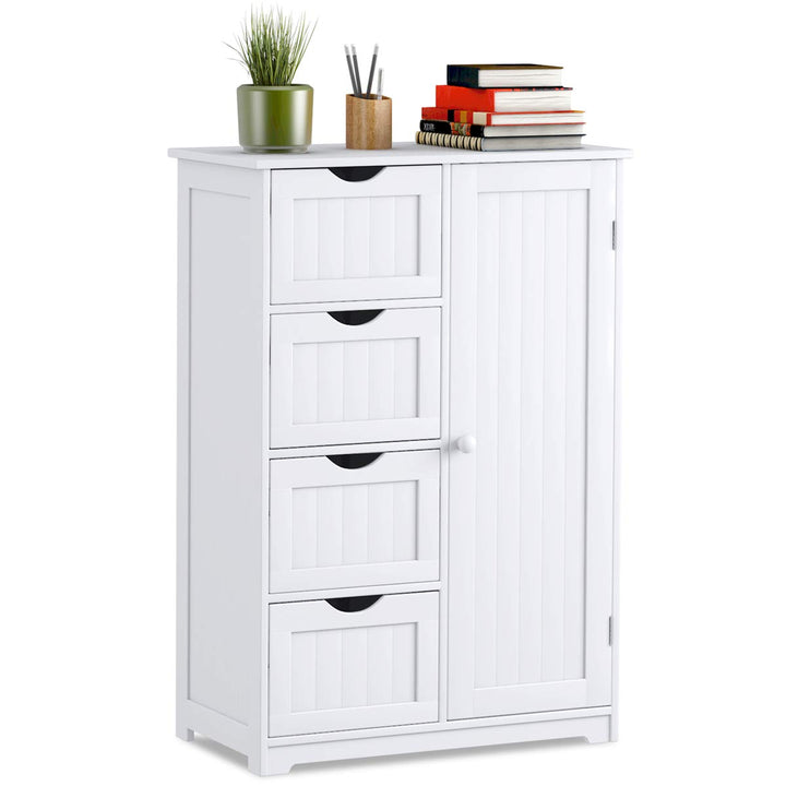 GIANTEX Sideboard Badezimmerschrank, Aufbewahrungsschrank Badschrank aus Holz, Badezimmer Kommode mi