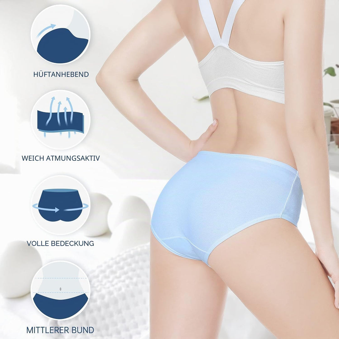 TUUHAW Unterhosen Damen Unterwäsche 6er Pack Baumwolle Slips Mittel Taille Panties S 6*mehrfarbig-3,