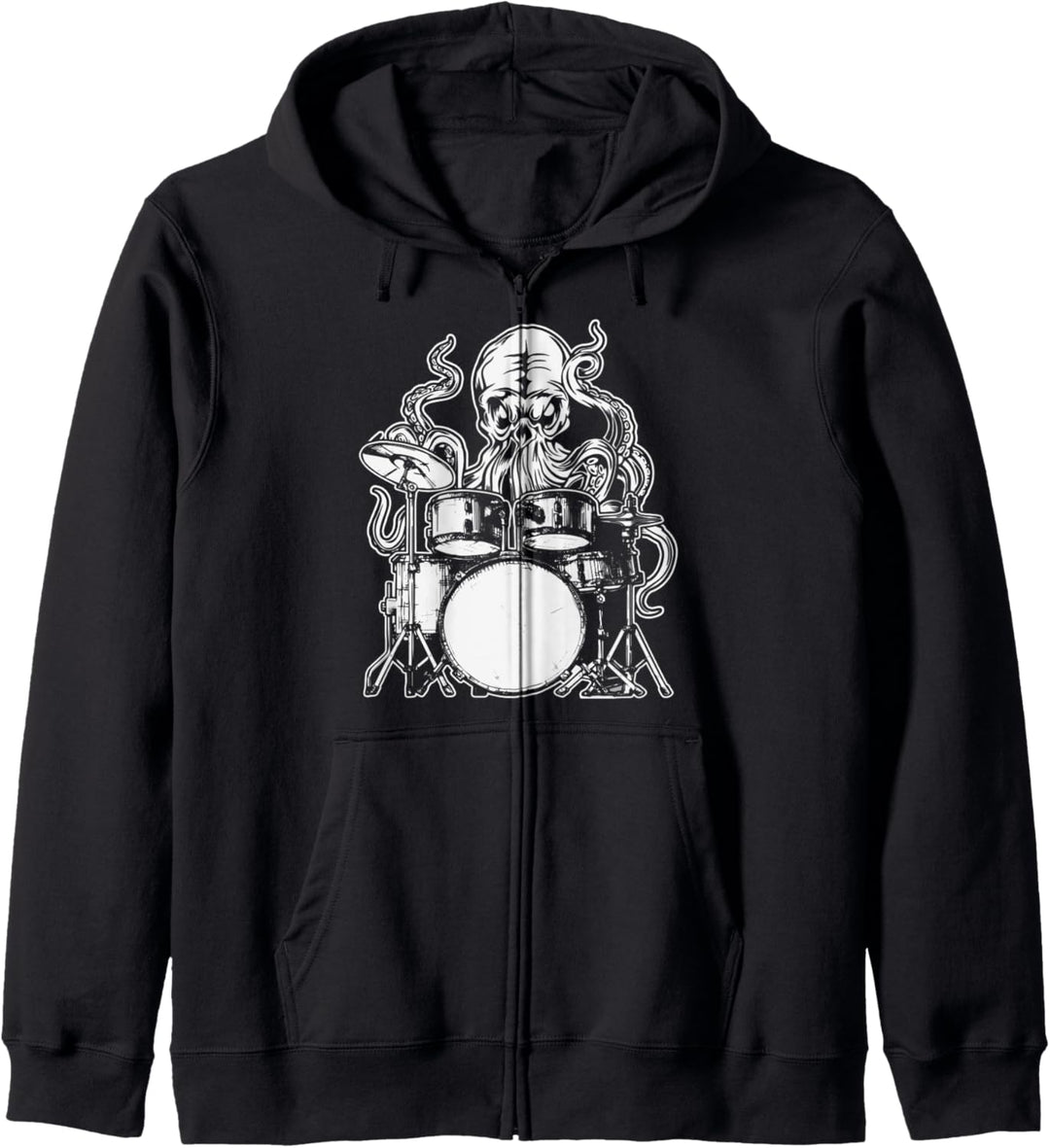 Oktopus spielt Schlagzeug Krake Schlagzeugspieler Drummer Kapuzenjacke