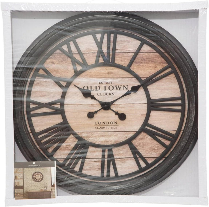 JJA Wanduhr, Retro-Stil, industriell, geprägt, Durchmesser 50 cm, Braun cm Braun, cm Braun
