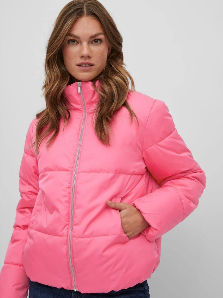 Vila Damen Vitate L/S Short Puffer Jacket-Noos Jacke, Fandango Pink