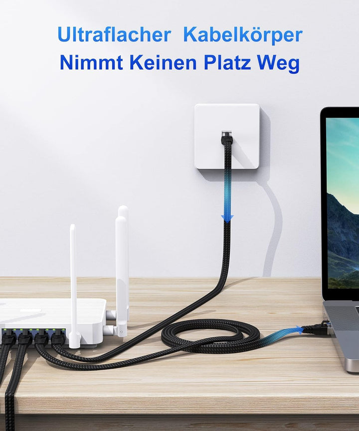 Ethernet Kabel 20M, Cat 8 40Gbps 2000MHz Hochgeschwindigkeits Netzwerkkabel, Lang RJ45 Lan Kabel Gig