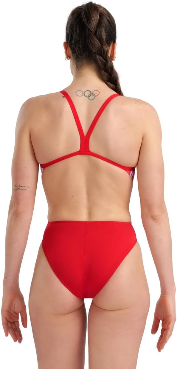 ARENA Damen Women's Fireworks Swimsuit Challenge Back One Piece Swimsuit 36 Red/Red Multi, 36 Red/Re
