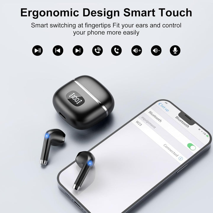 POMUIC Bluetooth Kopfhörer, Kopfhörer Kabellos Bluetooth 5.3 In Ear Kopfhörer mit 4 ENC Noise Cancel