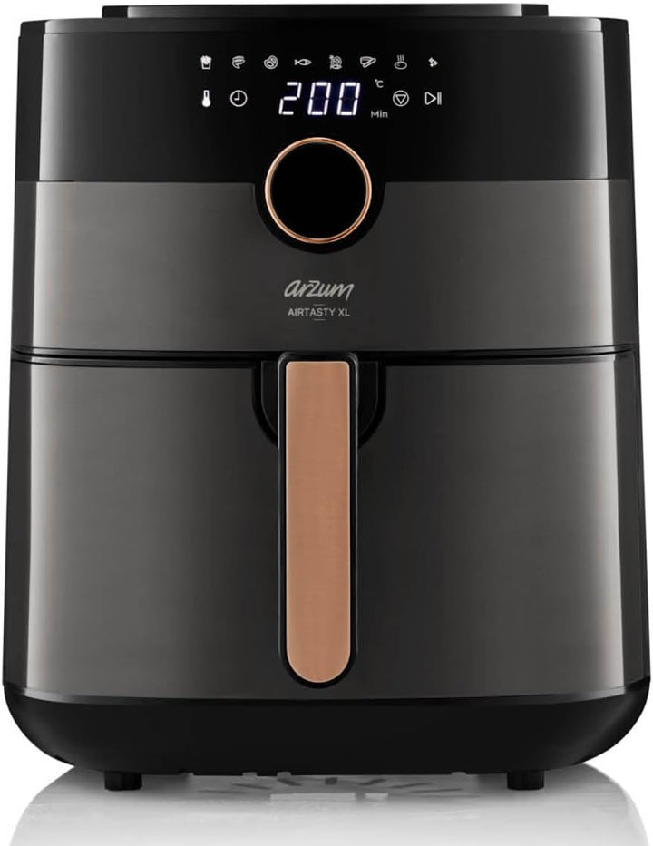 Arzum 6L Heissluftfritteuse Schwarz, 8 voreingestellte Kochprogramme Airfryer ölfreies, gesundes Fri