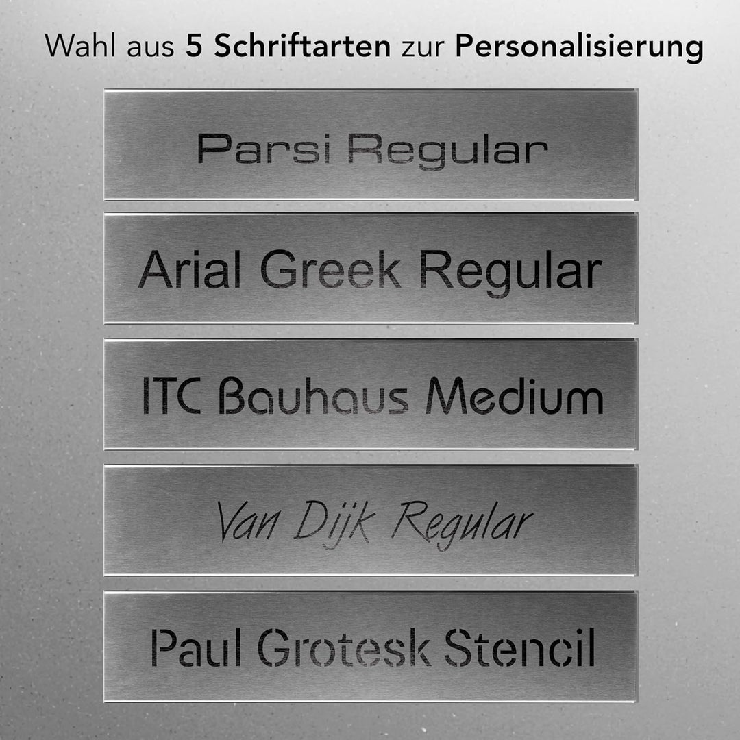 Moderner Briefkasten Personalisierbar Amsterdam Anthrazit RAL7016 - mit Zeitungsfach - Wandbriefkast