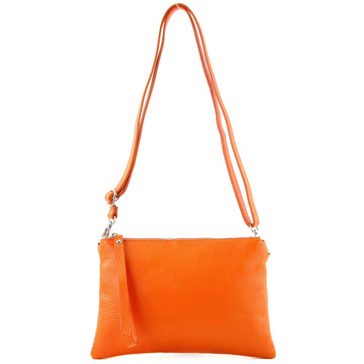 modamoda de - T186 - ital. Clutch Umhängetasche Leder Medium Orange, Orange