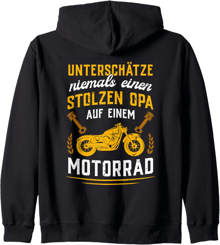 Unterschätze niemals einen stolzen Opa auf einem Motorrad Kapuzenjacke
