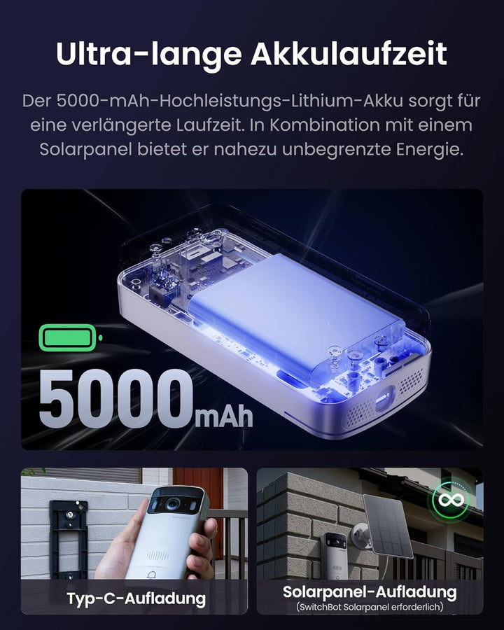 SwitchBot WLAN Türklingel mit Kamera, 2K Video Türklingel mit 4,3 Zoll Farbbildschirm, Smart Türklin