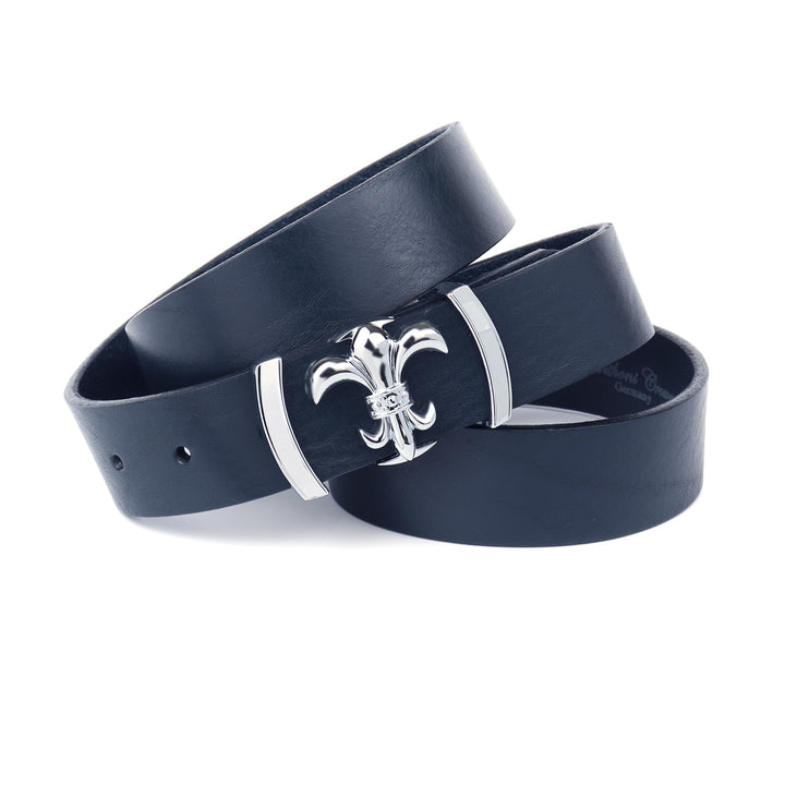 Anthoni Crown Damen Ledergürtel Gürtel 105 Dunkelblau, 105 Dunkelblau