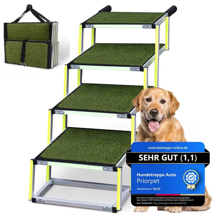 Hundetreppe Auto Klappbar - Hundetreppe Grosse Hunde - Anti-rutsch Kunstrasen Einsatz - Leuchtende L