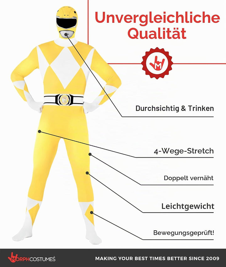 Morphsuits Power-Rangers Kostüm Gelb M, Gelb M