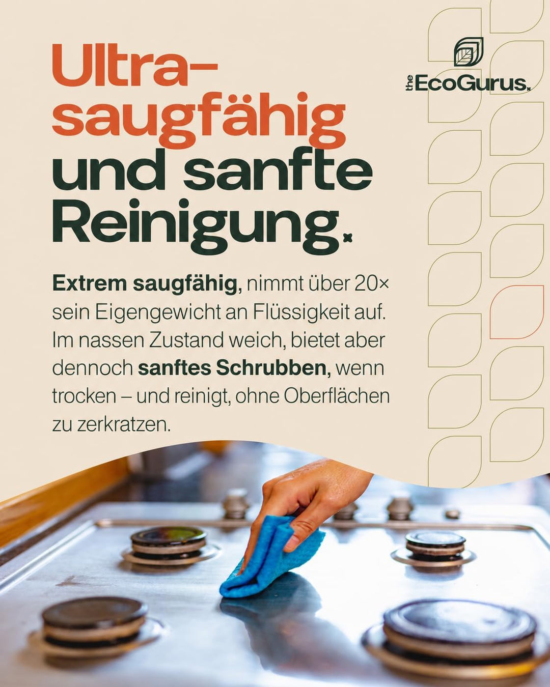 10er-Pack geruchsneutrale, Wiederverwendbare schwedische Spültücher, hergestellt in Schweden, biolog