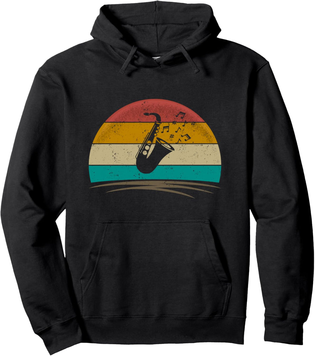 Saxophone Retro Vintage Silhouette Sax Men Women Kids Pullover Hoodie