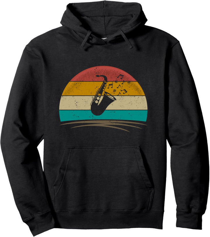 Saxophone Retro Vintage Silhouette Sax Men Women Kids Pullover Hoodie