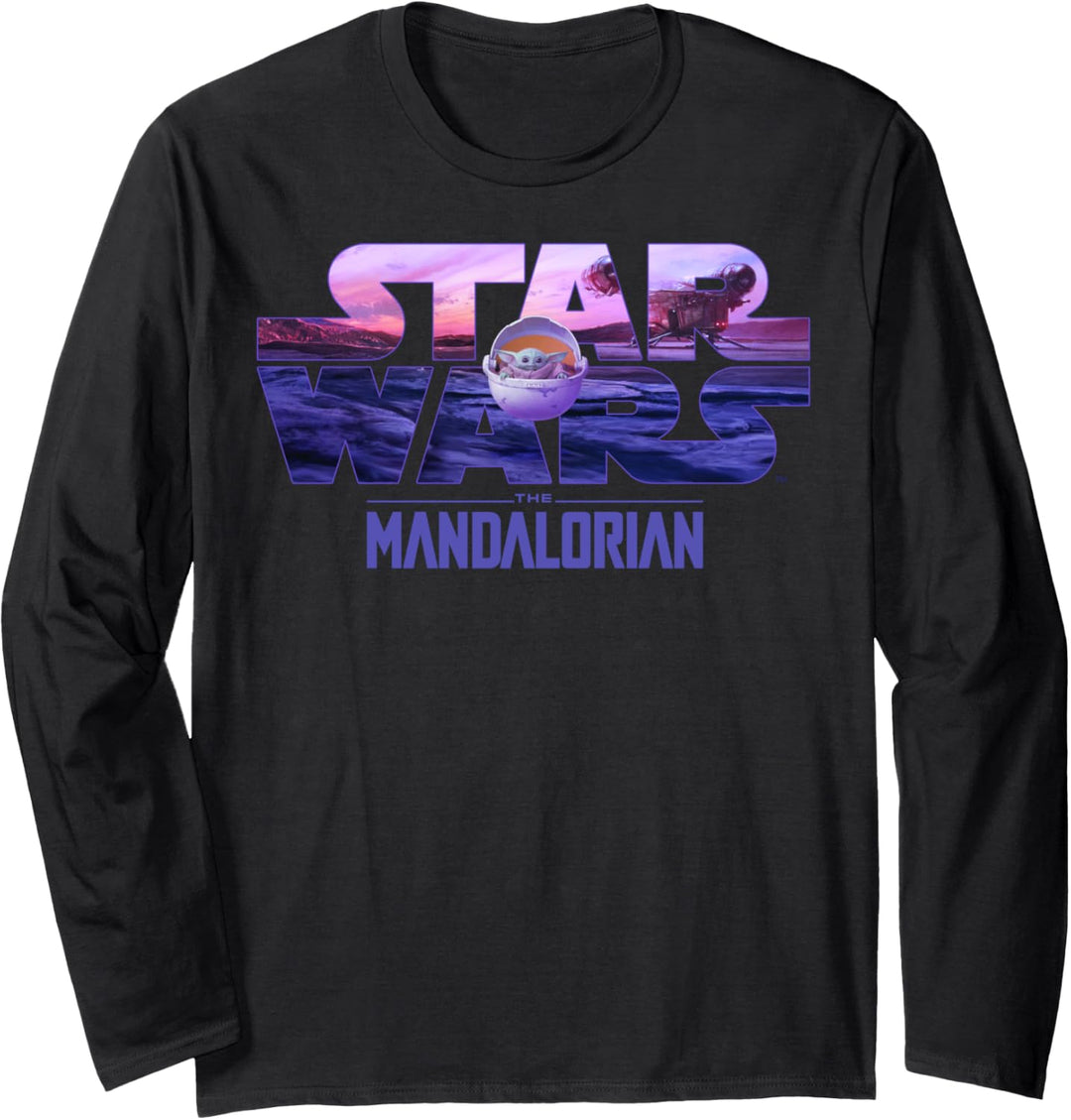 Star Wars The Mandalorian The Child Purple Logo Fill Langarmshirt