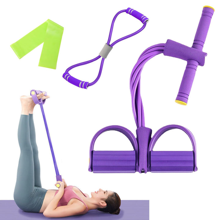 Bauchtrainer, Multifunktionales Spannseil mit Rückentrainer und Fitnessbänder, Sit-Up Trainingsgerät
