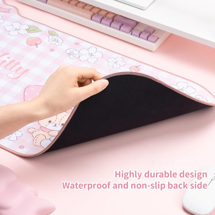 Anime-Mauspad-Handgelenkauflage-Set – rutschfeste Schreibtischunterlage und Memory Foam-Handgelenkau