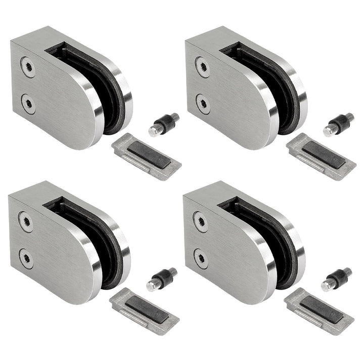 PRIOstahl Glashalter 4 Stück Glasklemmen Klemmhalter Glashalter mit Sicherungsplatte + Sicherungssti